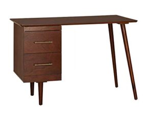 target marketing systems leon mid century modern 2-drawer home office desk table, 46", walnut