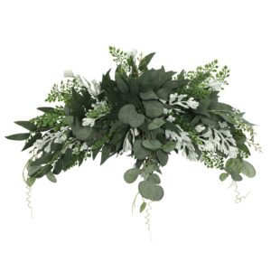wddh 27.5'' floral swag, large artificial mixed eucalyptus leaves swag, front door decorative swags with green leaves for wedding arch home garden decor