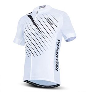 weimostar cycling jersey men short sleeve bike shirt with pockets bicycle clothing white size xxl