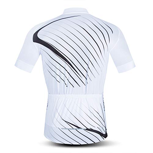 Weimostar Cycling Jersey Men Short Sleeve Bike Shirt with Pockets Bicycle Clothing White Size XXL