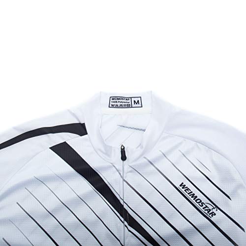 Weimostar Cycling Jersey Men Short Sleeve Bike Shirt with Pockets Bicycle Clothing White Size XXL