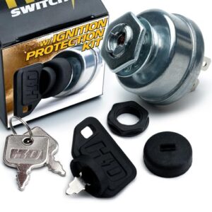 hd switch replaces exmark toro 1-513194 starter ignition key switch - ultimate dual protection upgrade - 3 keys & free carabiner