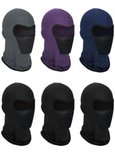 6 pieces summer balaclava face mask breathable sun dust protection mask long neck cover for outdoor activities (grey, purple, black, navy blue)