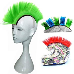 3t-sister helmet mohawk wig adhesive mohawk for motorcycle bicycle ski snowboard helmet hair patches skinhead costumes wig cosplay wig (light green) (helmet not included)