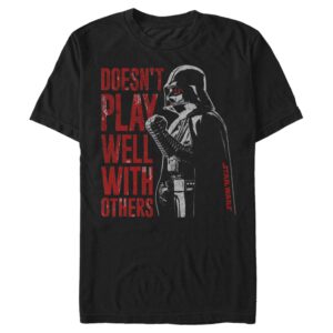 men's star wars darth vader doesn't play well t-shirt - black - 3x large