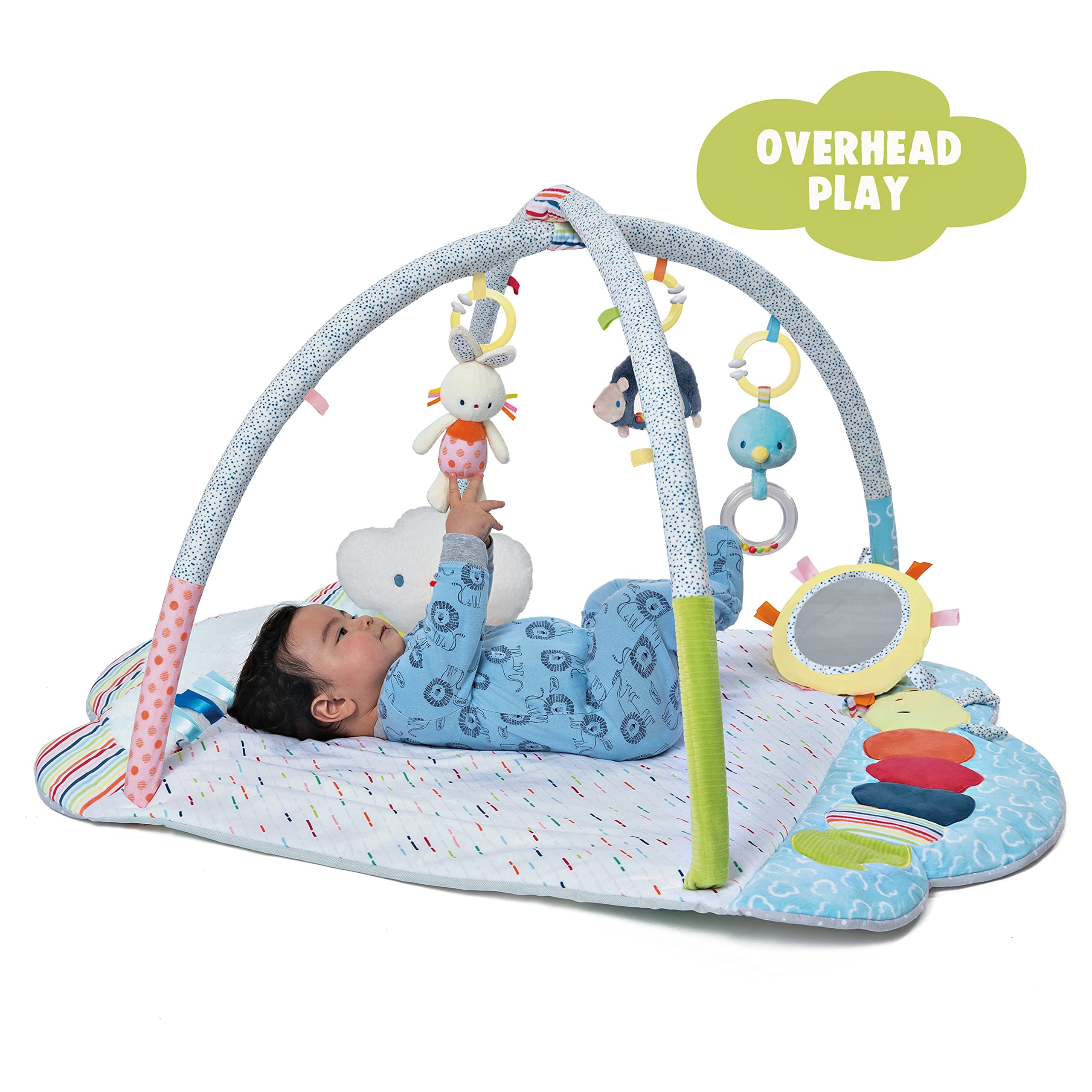 GUND Baby GUND Tinkle Crinkle & Friends Arch Activity Gym Playmat Sensory Stimulating Plush 8-Piece Set, White