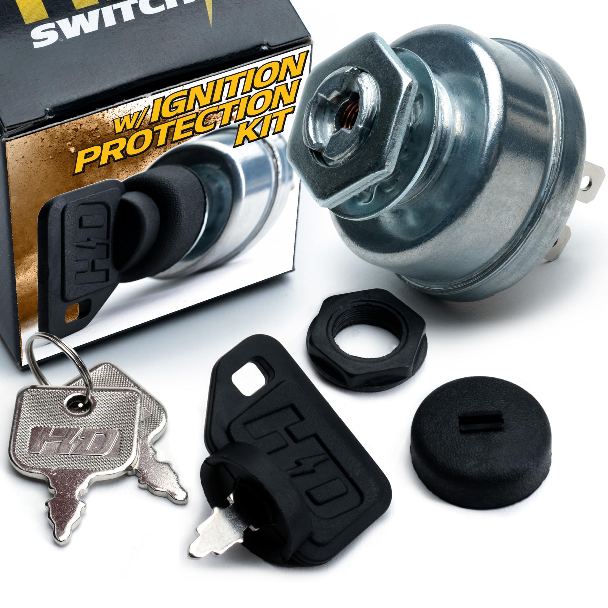 HD Switch Replaces Toro, Lawnboy Z310 TimeCutter ZX440 ZX525 Starter Ignition Key Switch - Ultimate Dual Protection Upgrade - 3 Keys & Free Carabiner