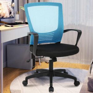 ergonomic office chair computer desk chair, mid back mesh chair swivel task chair with armrests&lumbar support adjustable height executive swivel chair for women men, black