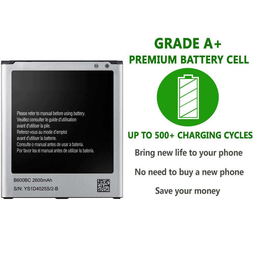 Cleantt Galaxy S4 Battery, 2600mAh Li-ion Battery Replacement for Samsung Galaxy S4, AT&T I337, Verizon I545, Sprint L720, T- Mobile M919, R970, I9500, I9505, Galaxy S4 LTE I9506