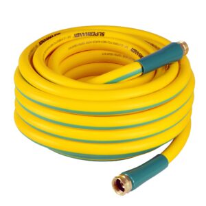 superhandy garden water hose 5/8" inch x 50' foot heavy duty premium commercial ultra flex hybrid polymer max pressure 150 psi/10 bar with 3/4" ght fittings