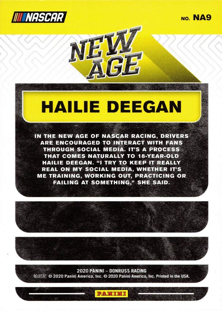 2020 Panini Donruss New Age #NA9 Hailie Deegan Racing Card