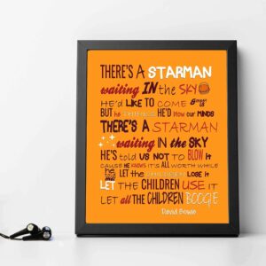 Starman - David Bowie Music Decor Wall Art, This Retro Vintage Decor Music Poster is A Great Wall Decor Retro Print For Music Room, Office Decor Home Decor, or Lounge Room Decor, Unframed - 8x10