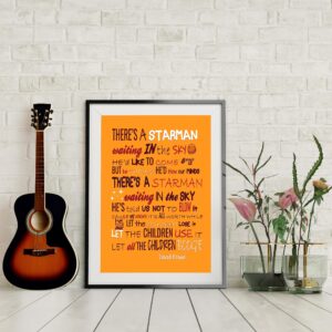 Starman - David Bowie Music Decor Wall Art, This Retro Vintage Decor Music Poster is A Great Wall Decor Retro Print For Music Room, Office Decor Home Decor, or Lounge Room Decor, Unframed - 8x10