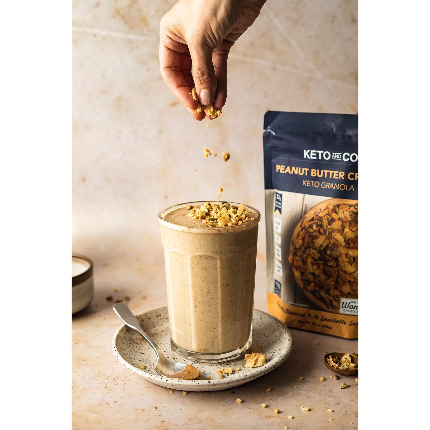 Keto Peanut Butter Crunch Granola by Keto and Co | Just 2.7g Net Carbs Per Serving | Gluten Free, Low Carb, Diabetic Friendly, Naturally Sweetened, No Added Sugar, Non-GMO | (10 Servings)