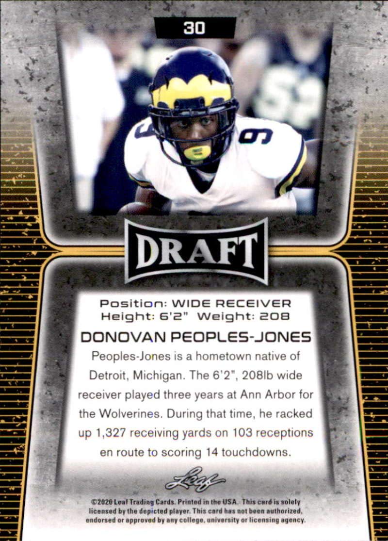 2020 Leaf Draft #30 Donovan Peoples-Jones Rookie Football Card