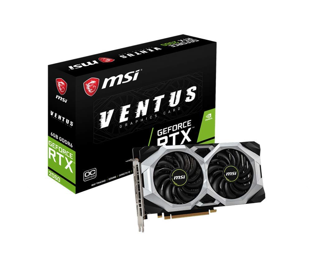 MSI Gaming GeForce RTX 2060 6GB GDRR6 192-bit HDMI/DP Ray Tracing Turing Architecture VR Ready Graphics Card (RTX 2060 Ventus 6G OC) (Renewed)