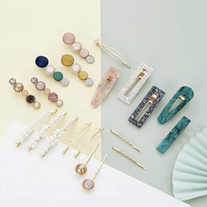 Mehayi 20 PCS Macaron Pearl Acrylic Resin Fashion Hair Clips Set, Cute Hair Barrettes Bobby Pins, Boho Fancy Hairpin Accessories Headwear Styling Tools, Gifts for Women Girls Decorative Wedding