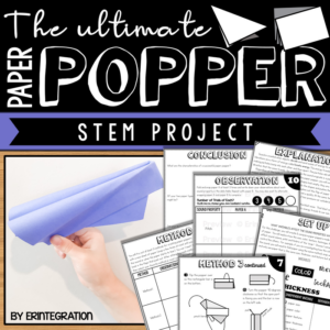 stem challenge project using paper: practice scientific method, engineering, and learn the properties of sound using paper poppers