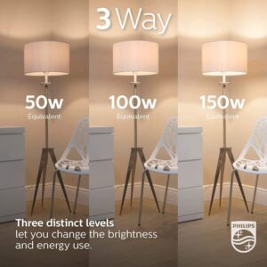 Philips LED 3-Way Flicker-Free A21 Bulb, EyeComfort Technology, 2150/1600/620 Lumen, Soft White Light(2700K), 150/100/50 Watt Equivalent, E26 Base, Title 20 Compliant (California Only), Pack of 4