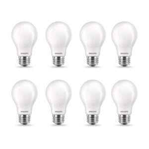 Philips LED Flicker-Free Dimmable A19 Light Bulb, EyeComfort Technology, 800 Lumen, Daylight (5000K), 8.5W=60W, E26 Base, Title 20 Certified, 8-Pack