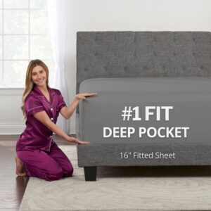 twin xl fitted sheet – twin xl fitted sheets only 1 pack twin xl sheet adjustable bed sheets twin xl 16 inch – xl twin fitted sheet premium soft fitted sheet twin xl fits 14” – 17” inches – grey