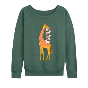 instant message - giraffe carrying books - ladies french terry pullover - size 4x