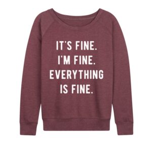 instant message - it's fine. i'm fine. everything is fine. - women's lightweight french terry pullover - size 3x heather maroon