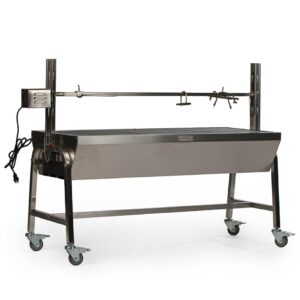 titan great outdoors ash & ember 4w rotisserie spit roaster grill, rated 33 lb, horizontal adjustable spit rod for outdoor charcoal bbq with hood, roast chicken, lamb, pig, beef