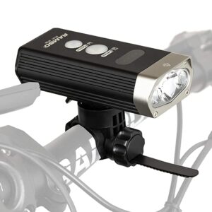 rambo bikes pro hunter ultra bright flashlight - 1100 lumens white and green led light - usb rechargeable led headlight, powerbank, ipx-6 waterproof bicycle light - 3 light modes, impact resistant