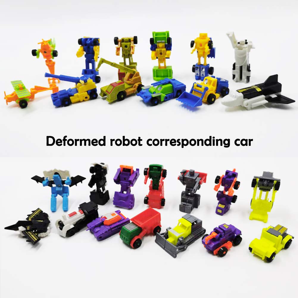 SCKTYZS Morphing Robot Construction Toy Cars Mini Pull Back Vehicles Set of 16 Action Figure Party Supplies Birthday Favors Decorations Kit for Toddlers Kids Boys Prizes Goodie