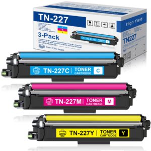 3-pack(1c+1m+1y) tn227c tn227m tn227y toner cartridge replacement for brother tn-227 tn227 mfc-l3750cdw hl-l3290cdw hl-l3210cw mfc-l3710cw mfc-l3770cdw hl-l3230cdw printer toner