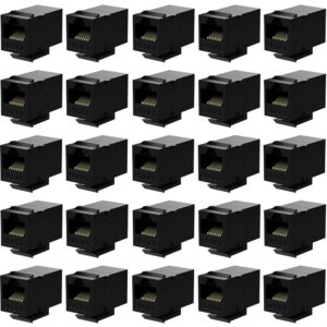 deface rj45 coupler cat6 keystone jack inline coupler female to female insert coupler 25 pack black