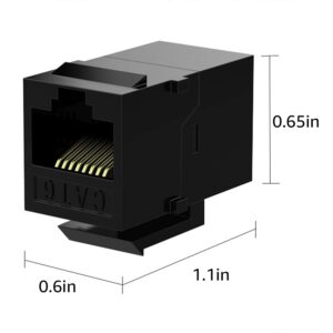 DEFACE Rj45 Coupler Cat6 Keystone Jack Inline Coupler Female to Female Insert Coupler 25 Pack Black