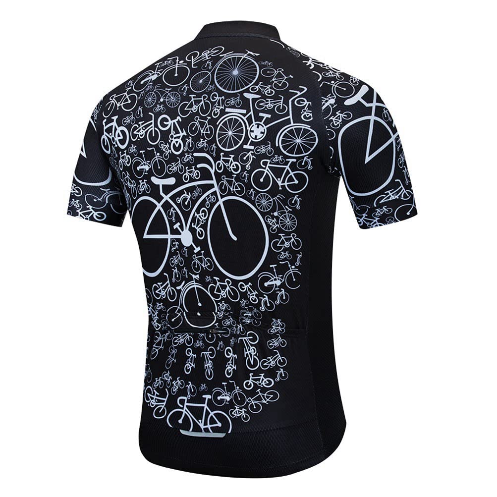 Uriah Men's Cycling Jersey Short Sleeve Reflective with Rear Zippered Bag Skull Bike Size XL