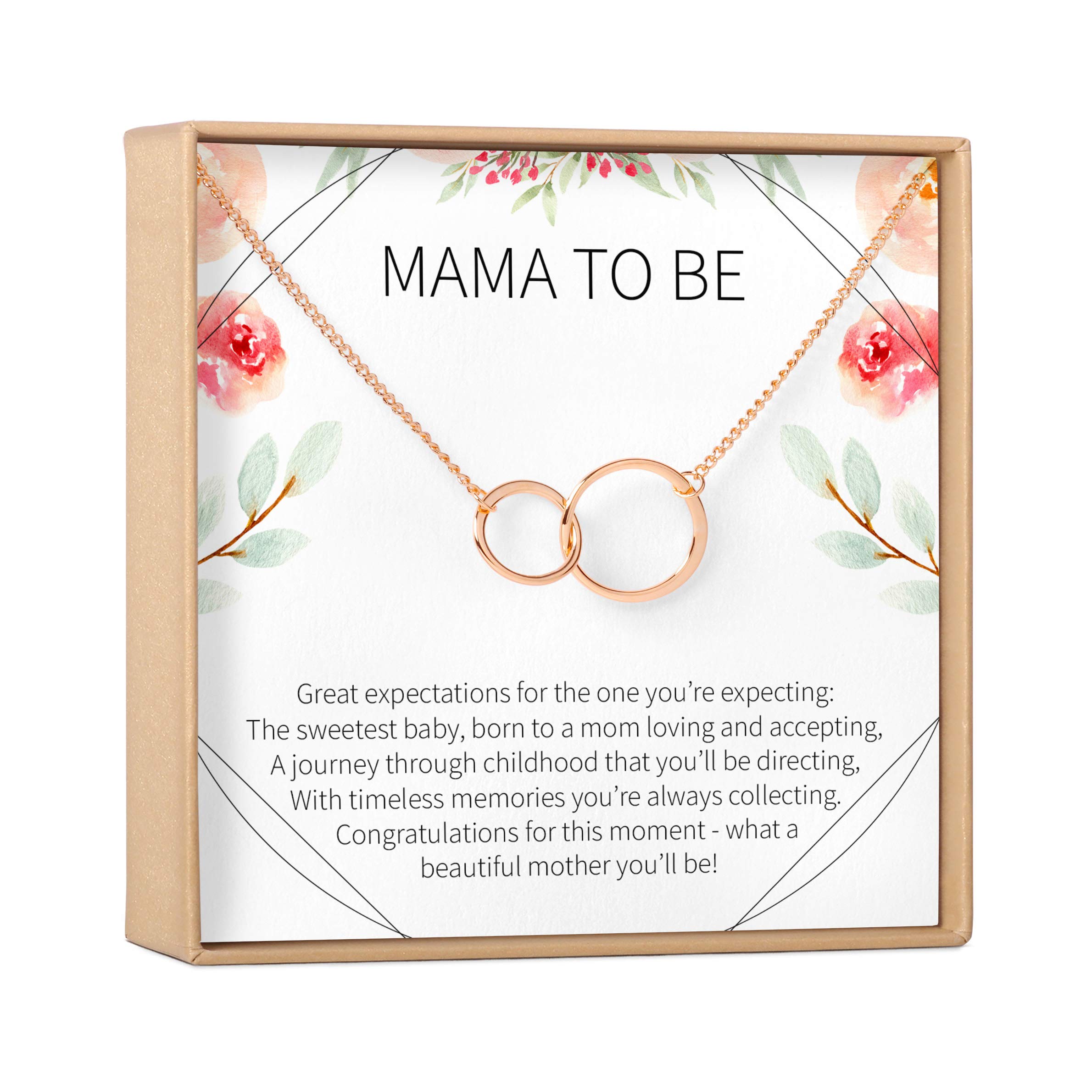 Dear Ava Infinity Interlocking Double Circle Connecting Necklace For Women - Modern Jewelry Pendant Love Gifting Idea for Her with Heartfelt Card - Pregnancy Gift for New Mom Rose Gold