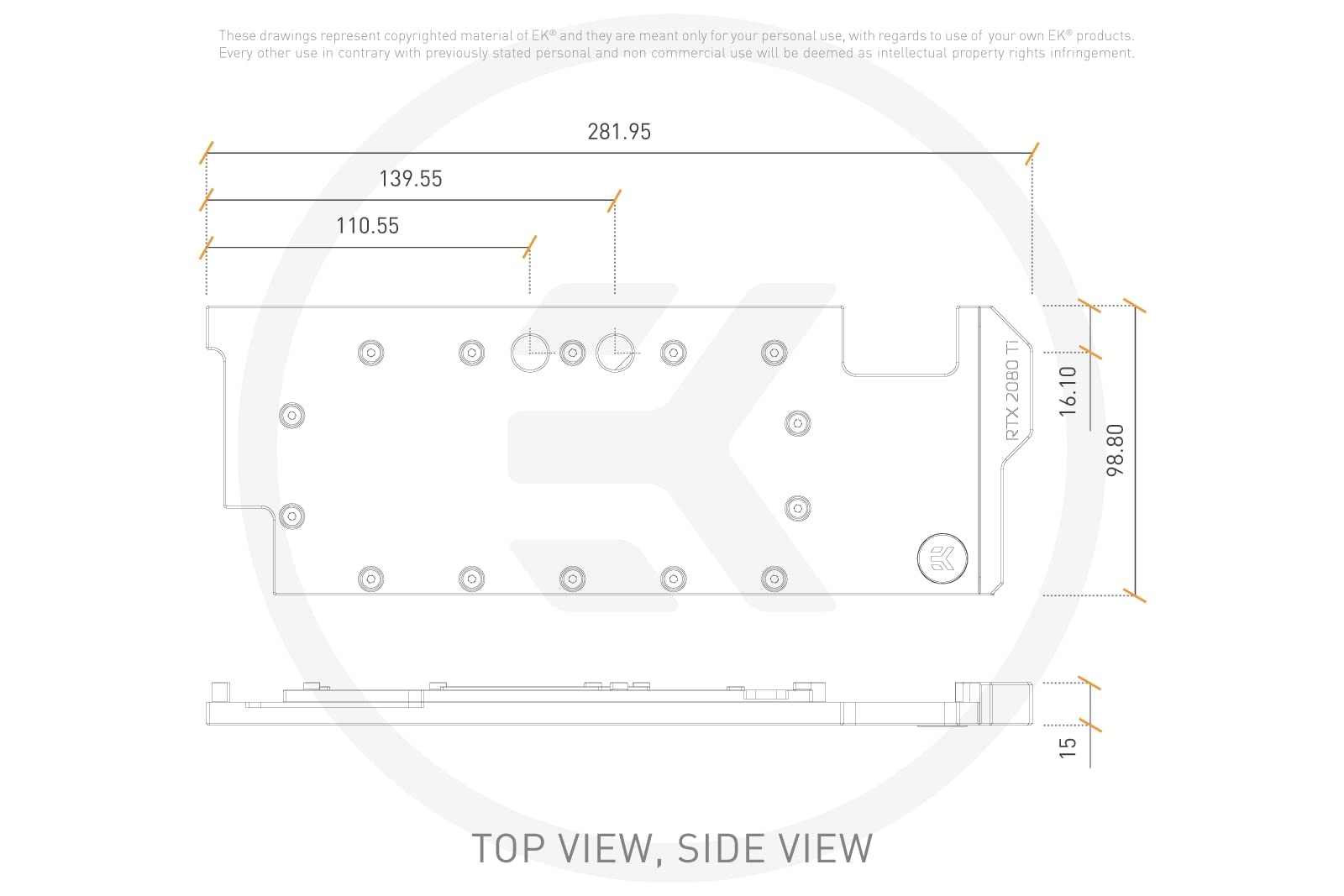 EKWB EK-Quantum Vector Direct RTX RE 2080 Ti GPU Water Block, Digital RGB, Nickel + Plexi