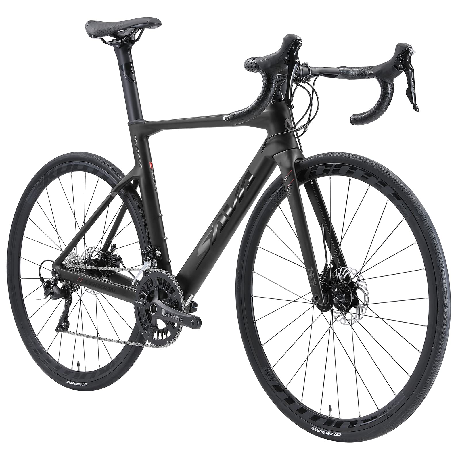 SAVADECK Carbon Road Bike, T800 Carbon Fiber Frame 700C Racing Bicycle with 105 R7000 22 Speed Groupset and Mechanical Disc Brake, Ultra-Light Carbon Bike (Black, 54CM)