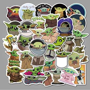 baby yoda merchandise stickers 50 pcs, the mandalorian star wars stickers, qoosea baby yoda decal for water bottles refrigerator laptop book kid gift luggage…