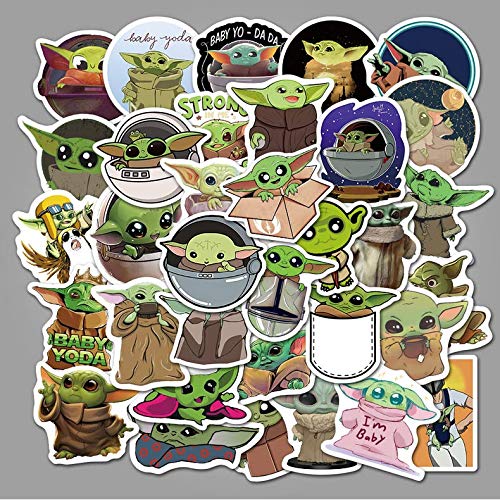 Baby Yoda Merchandise Stickers 50 PCS, The Mandalorian Star Wars Stickers, Qoosea Baby Yoda Decal for Water Bottles Refrigerator Laptop Book Kid Gift Luggage…