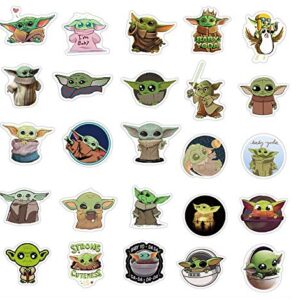 Baby Yoda Merchandise Stickers 50 PCS, The Mandalorian Star Wars Stickers, Qoosea Baby Yoda Decal for Water Bottles Refrigerator Laptop Book Kid Gift Luggage…