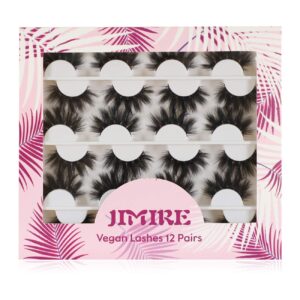 jimire 12 pairs false eyelashes fluffy high volume fake eyelashes faux mink lashes