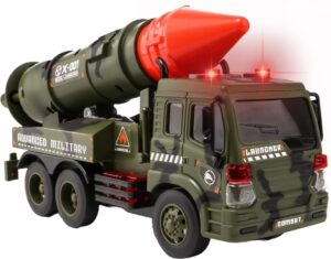 powertrc friction powered military missile launcher truck with lights and sound