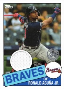 2020 topps 1985 relics #85r-ra ronald acuna jr. game worn braves jersey baseball card