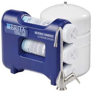 brita total 360 brdros undersink reverse osmosis water filtration system with brushed nickel faucet, blue