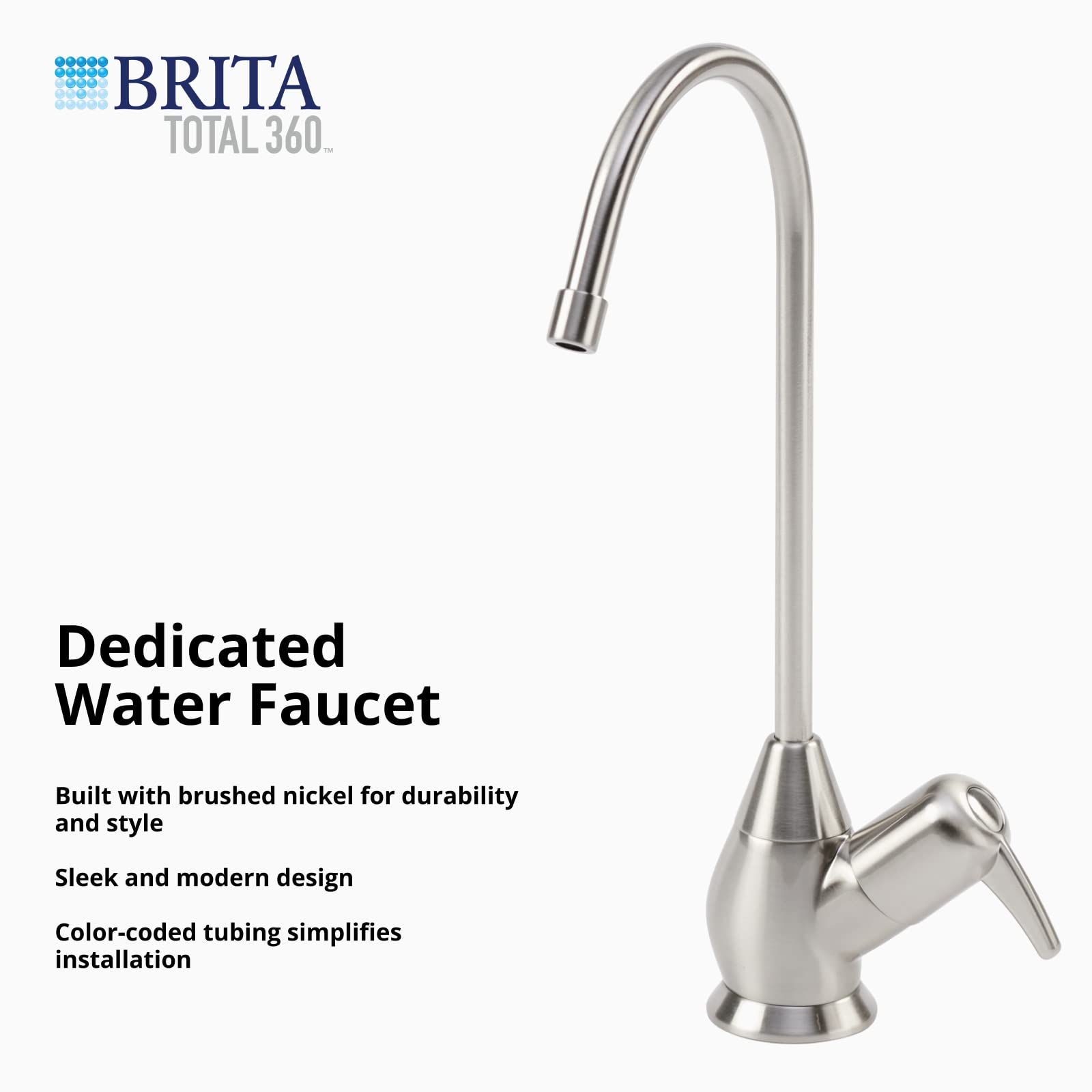 Brita Total 360 BRDROS Undersink Reverse Osmosis Water Filtration System with Brushed Nickel Faucet, Blue