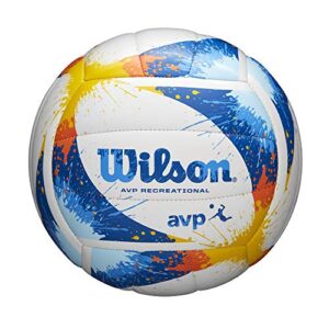 wilson avp splatter paint volleyball - official size, blue/white/ yellow
