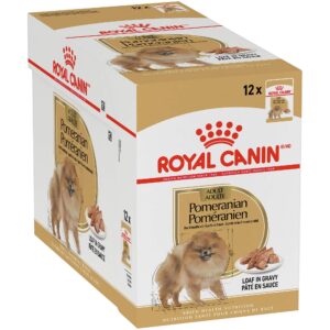 royal canin breed health nutrition pomeranian adult loaf in gravy pouch dog food, 3 oz. pouch (pack of 12)