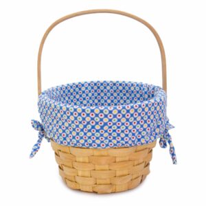 dibsies colorful dots easter basket (blue natural woodchip)