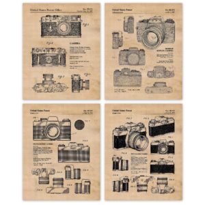 Vintage Classic M3 R4 Camera Patent Prints, 4 (8x10) Unframed Photos, Wall Art Decor Gifts Under 20 for Home Office Man Cave School Lab College Student Teacher Leica Rollei Photography Sports Champs