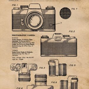 Vintage Classic M3 R4 Camera Patent Prints, 4 (8x10) Unframed Photos, Wall Art Decor Gifts Under 20 for Home Office Man Cave School Lab College Student Teacher Leica Rollei Photography Sports Champs